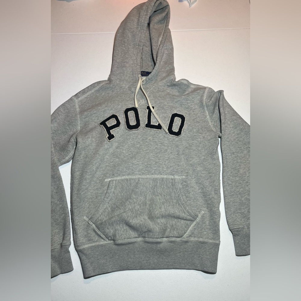 Polo Ralph Lauren Spellout Hoodie Size XS Extra Small Grey